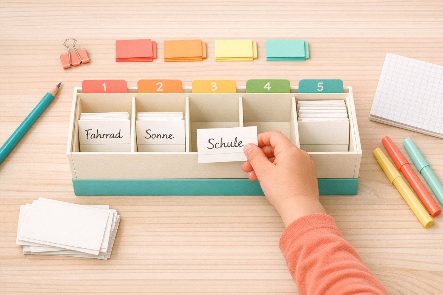 Leitner Karteikasten-System zum Lernwörter üben