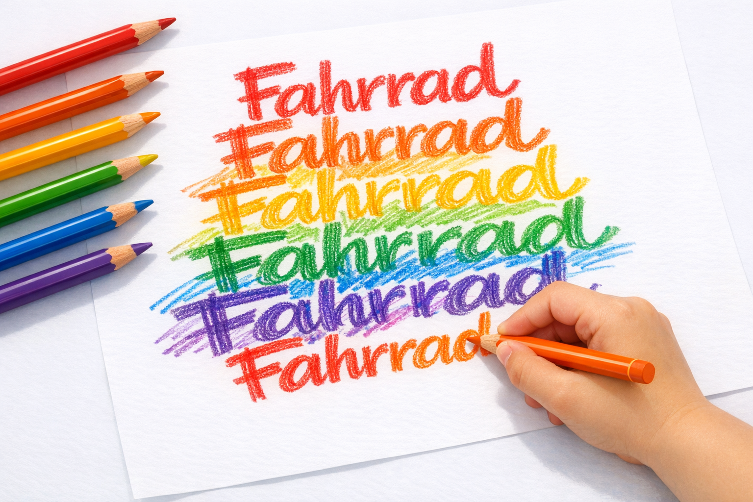 Regenbogen-Schreiben Methode für Lernwörter